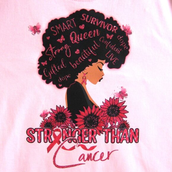 Breast Cancer Awareness 'Stronger Than Cancer' T Shirt, S/M, Pink, New! - Picture 1 of 3
